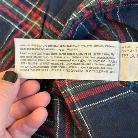 Hollister Boyfriend Fit Blue Red Green Plaid Flannel Button Down Shirt Sz L - Picture 6 of 9